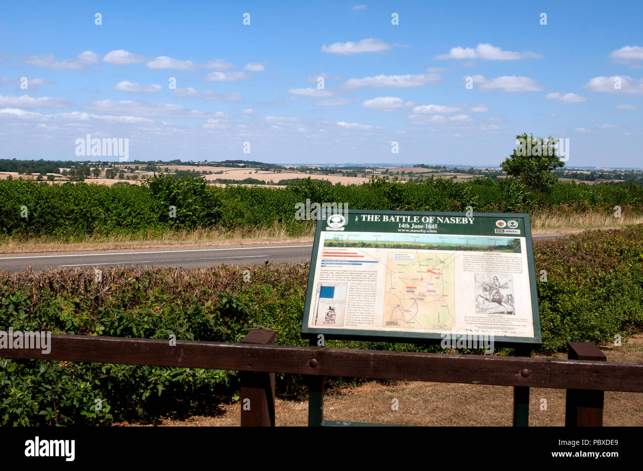 Fairfax`s Viewpoint, Battle of Naseby site, Northamptonshire, England, UK Stock Photo